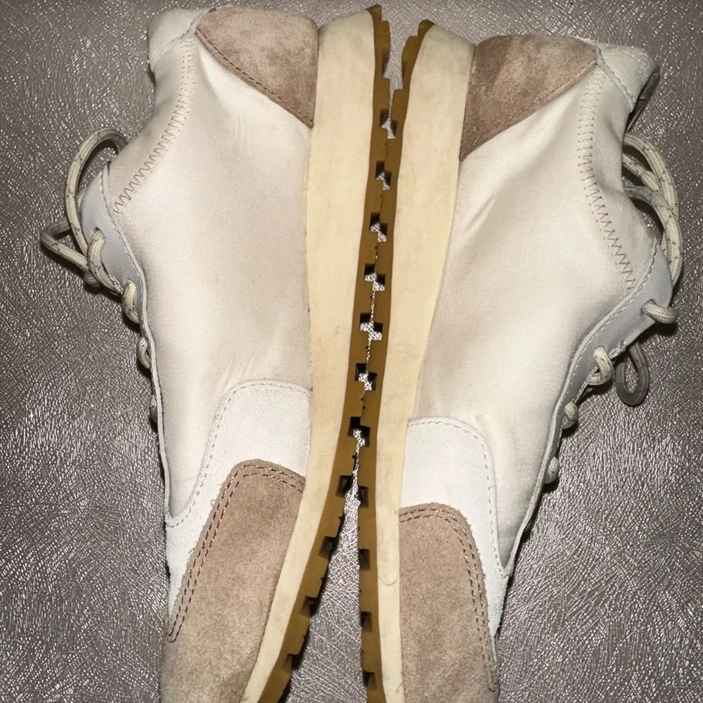 Tory Burch Women's White and Tan Suede & Leather Sneakers athleisure 7